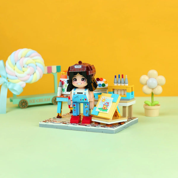 Little Art Studio kids artist brick figure building set in a creative playroom scene