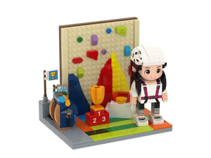 Little Climbing Champion kids rock climbing brick set with climbing wall trophy and gear
