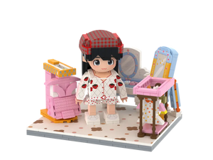 Little Fashion Stylist kids dress-up room brick set with mirrors dress rack and vanity