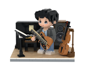 Little Musician Studio kids instrument brick set with guitarist piano cello speakers and music stand