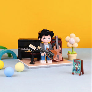 Little Musician Studio kids instrument brick building set in a colorful music room scene