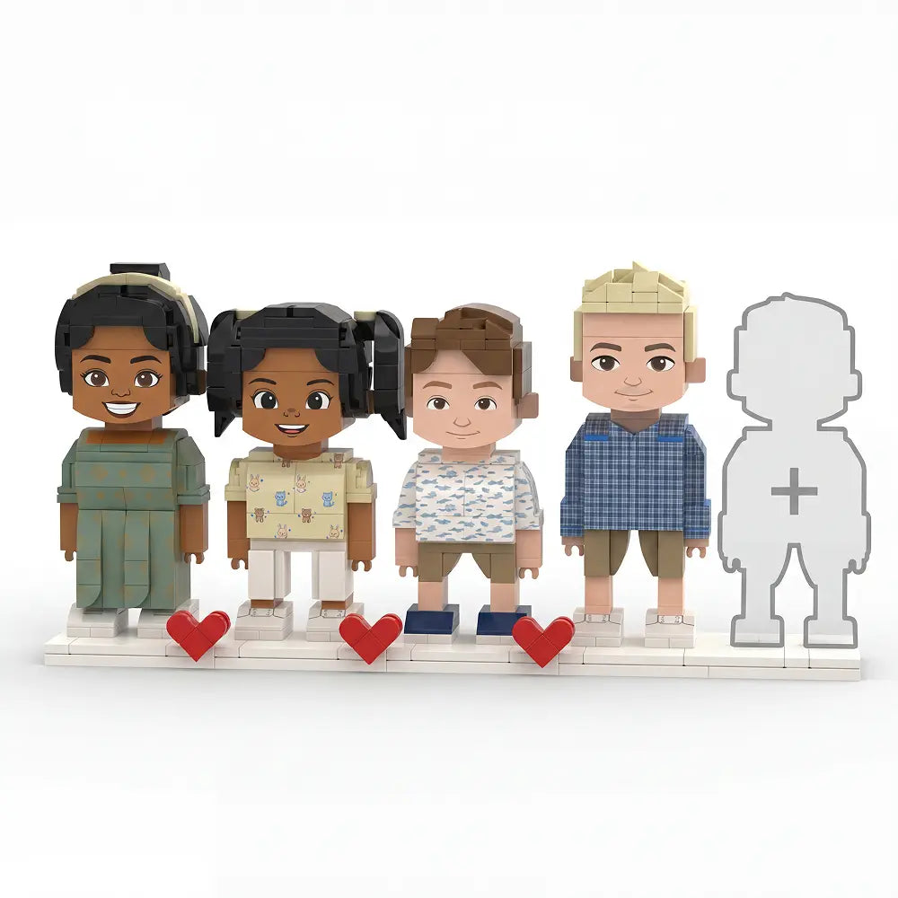 Squad | Personalized Family Gift & Custom 4-Person 3D Brick Figure