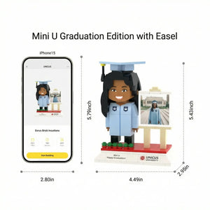 Mini U Graduation Edition | Personalized 3D Brick Figure with Photo Easel Mini U