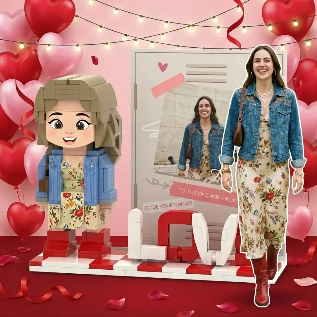 Mini U Heart Edition | Personalized 3D Brick Figure Valentine's Special