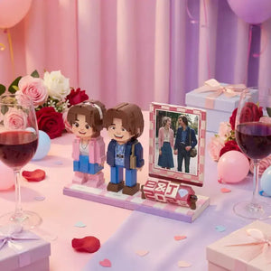 Mini U Love In Motion | Personalized Couple 3D Brick Figure & Rotating Acrylic Photo Frame Keepsake Mini U