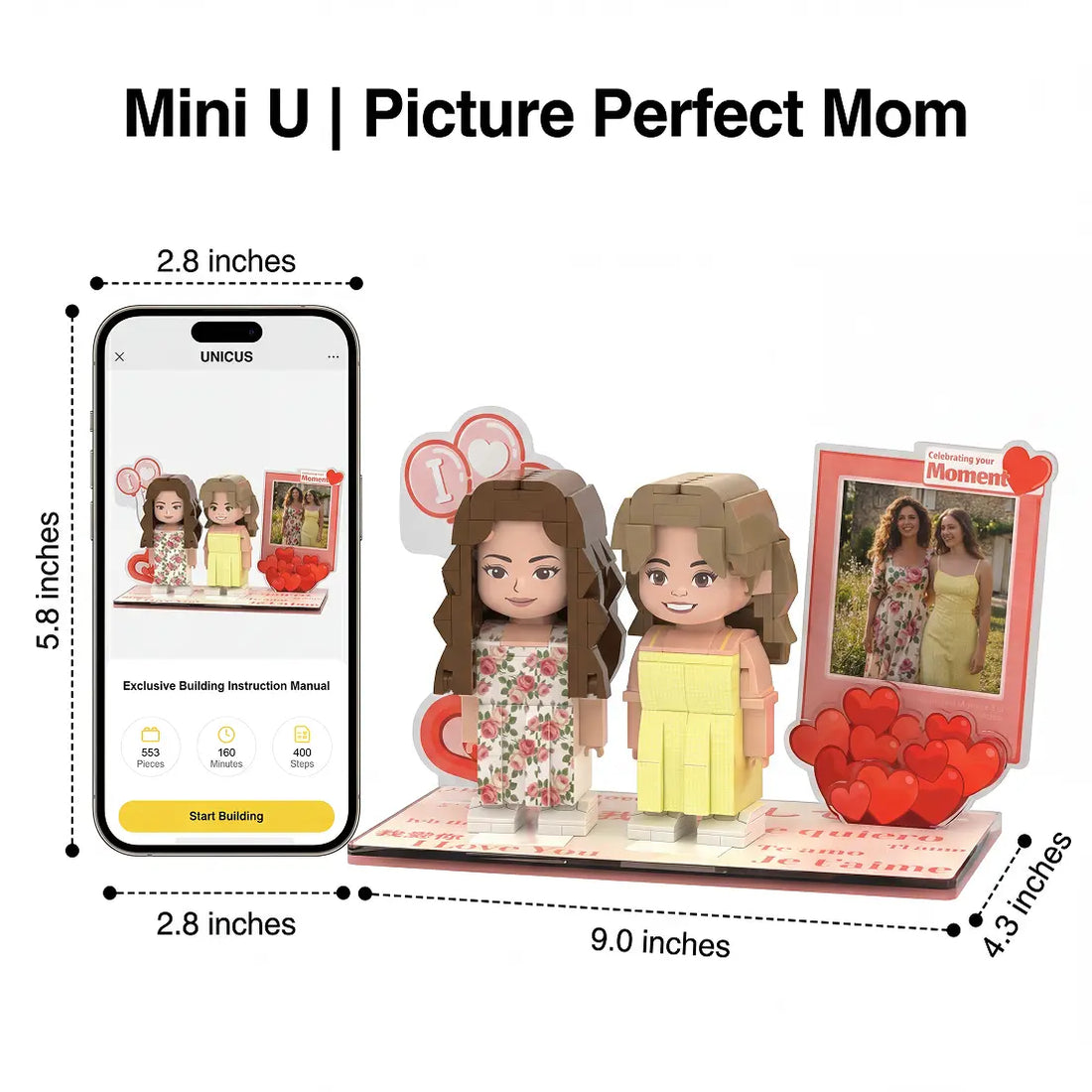 Picture Perfect Mom | Personalized 3D Brick Duo with Photo Frame
