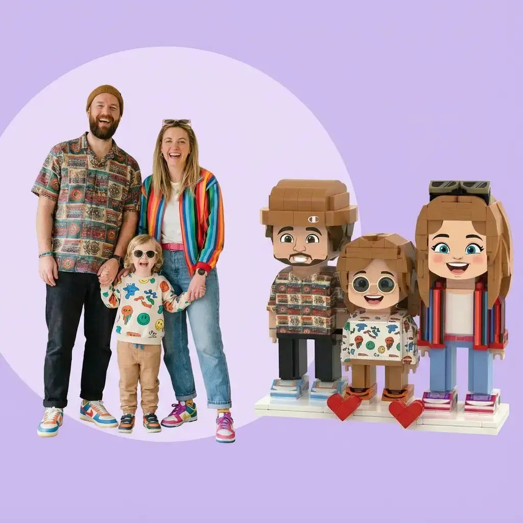 Mini U Trio | Personalized Family Gift & Custom 3D Photo Brick Figure Mini U