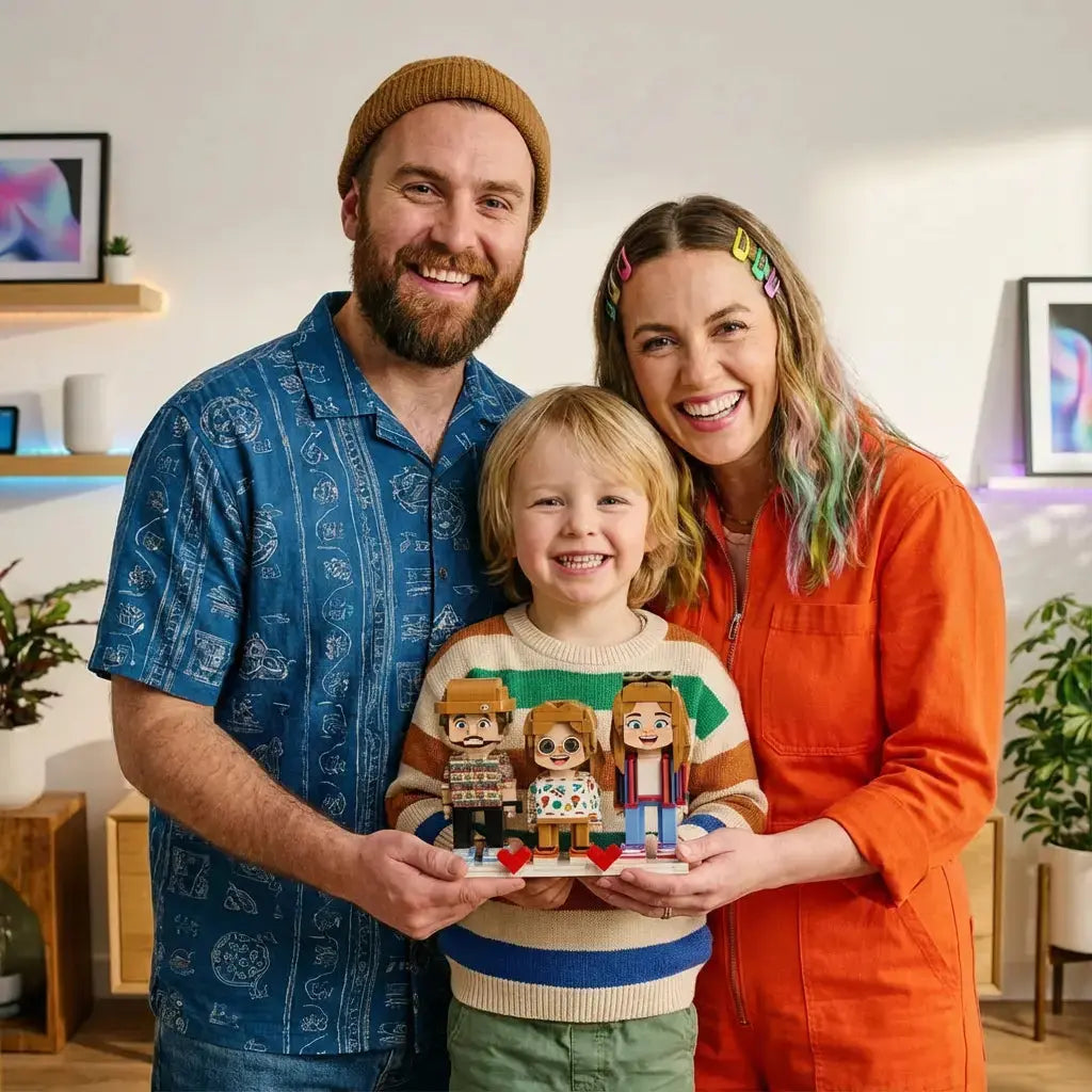Mini U Trio | Personalized Family Gift & Custom 3D Photo Brick Figure Mini U