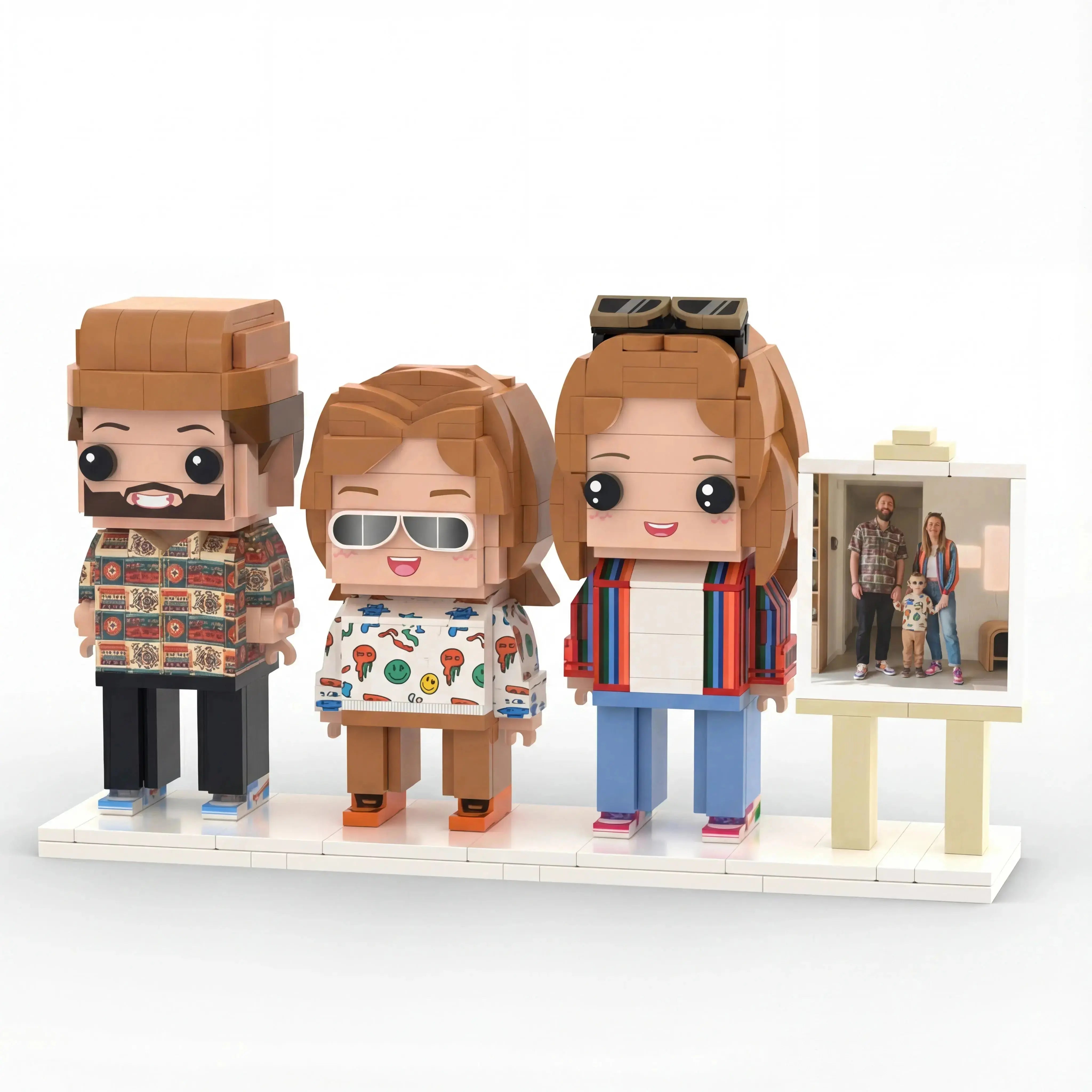 Mini U Trio | Personalized Family Gift & Custom 3D Photo Brick Figure Mini U