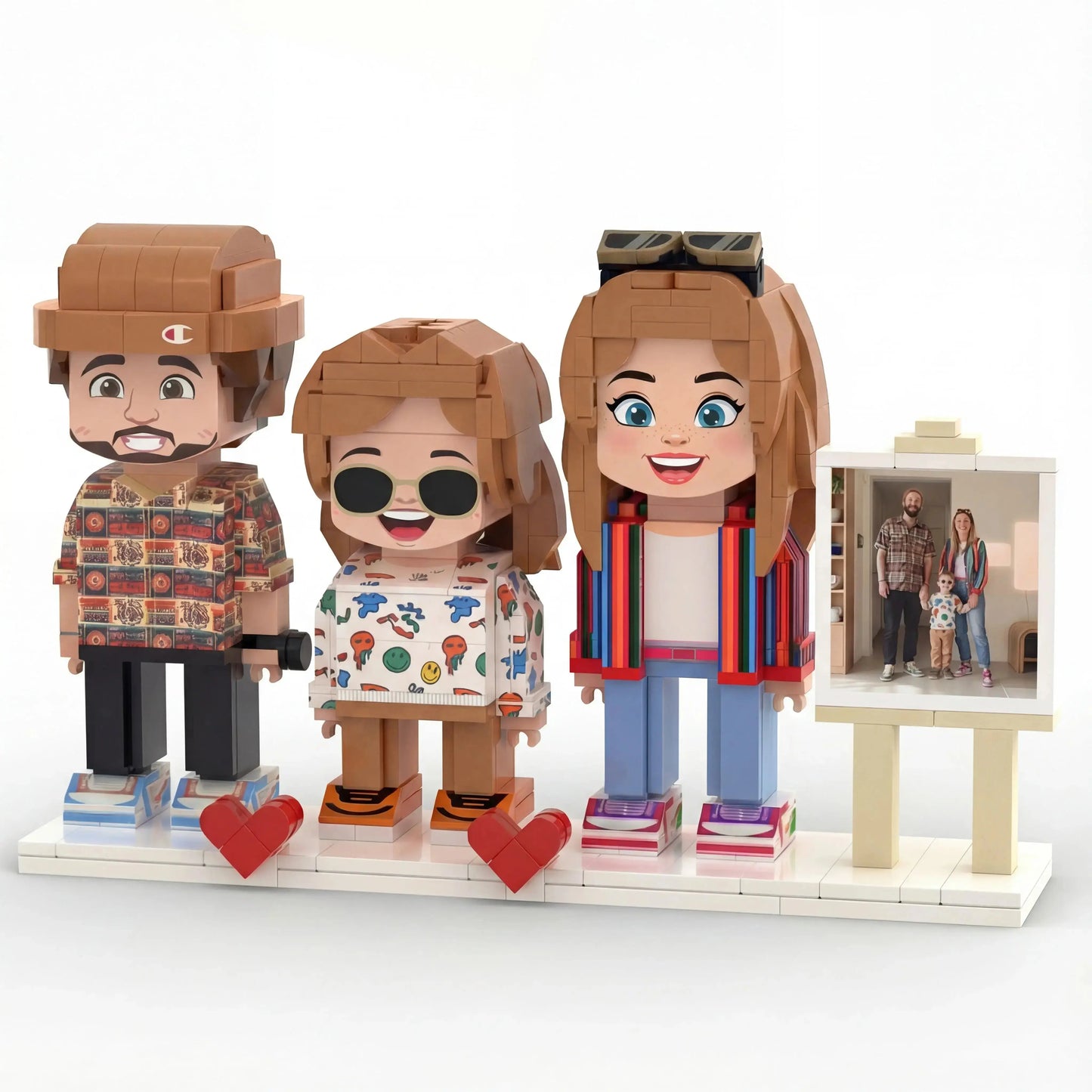 Mini U Trio | Personalized Family Gift & Custom 3D Photo Brick Figure Mini U