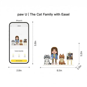 'Meow Duo' | Personalized Human & Two Cats 3D Brick Figure Set