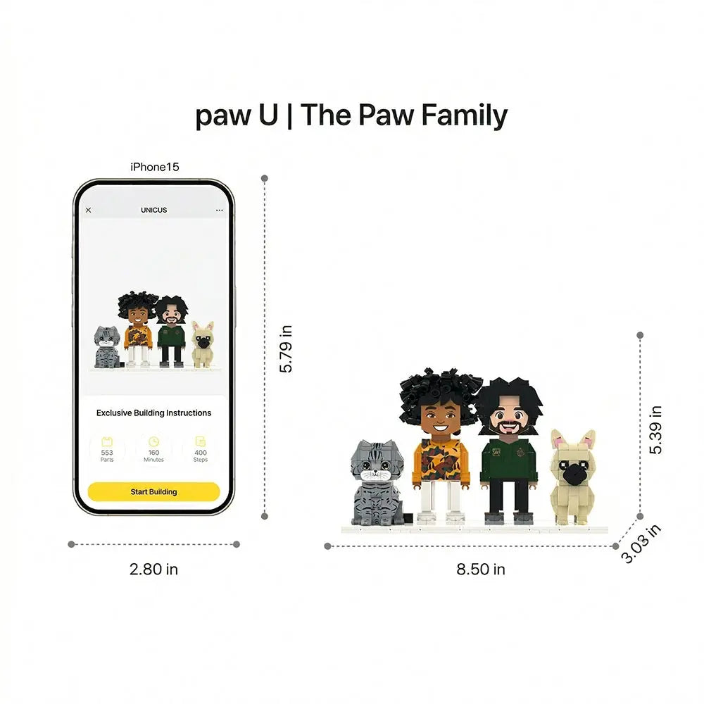 'Our Crew' | Personalized 3D Human & Pet Brick Companion Set