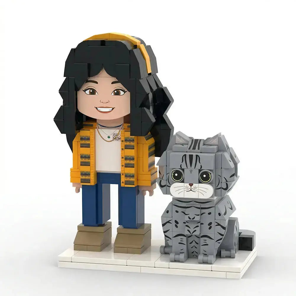 Paw U 'Mini Us' | Personalized 3D Human & Cat Brick Figure Set Paw U