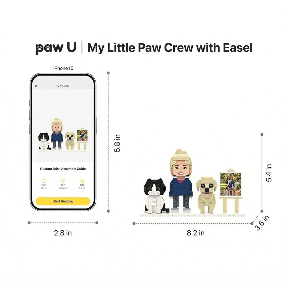 Paw U 'My Pet Trio' | Personalized Human & Fur Babies Brick Figure Set Paw U