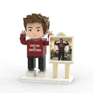 Super Hero Dad | Personalized Father's Day 3D Brick Figure & Custom Photo