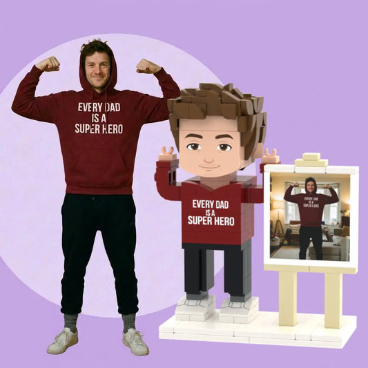 Super Hero Dad | Personalized Father's Day 3D Brick Figure & Custom Photo