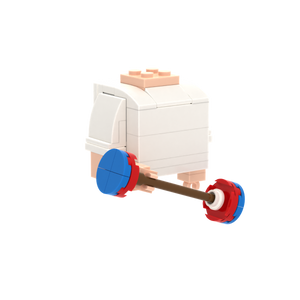 Barbell brick figure accessory, left-side view