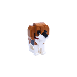 Beagle dog brick figure, left-side view