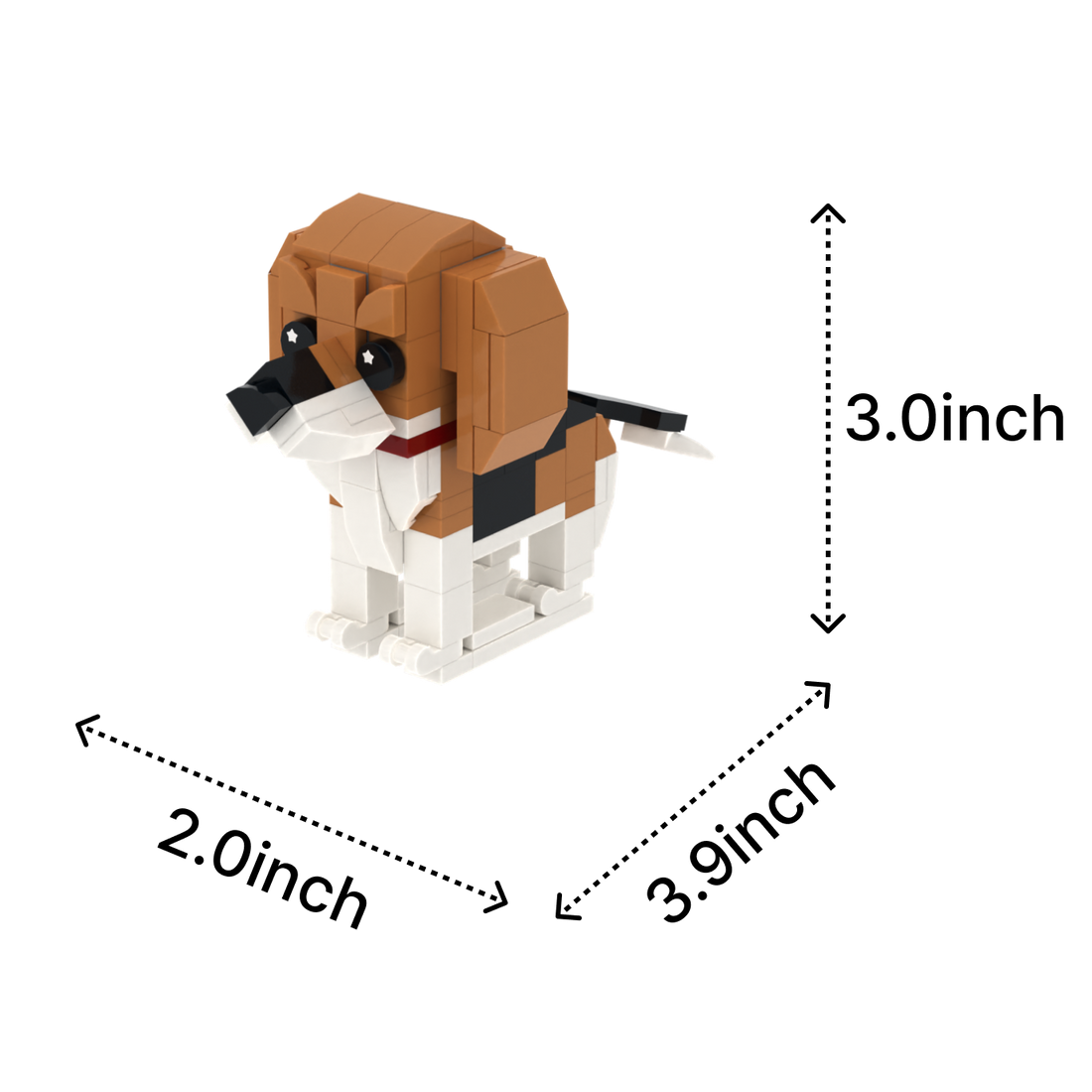 Beagle dog brick figure, size guide