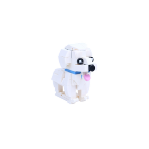 Bichon Frise dog brick figure, left-side view