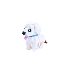Bichon Frise dog brick figure, right-side view