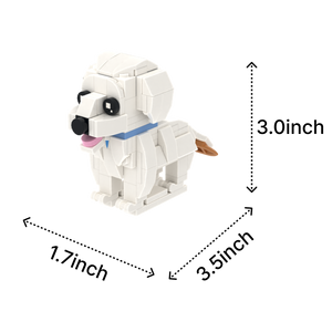 Bichon Frise dog brick figure, size guide