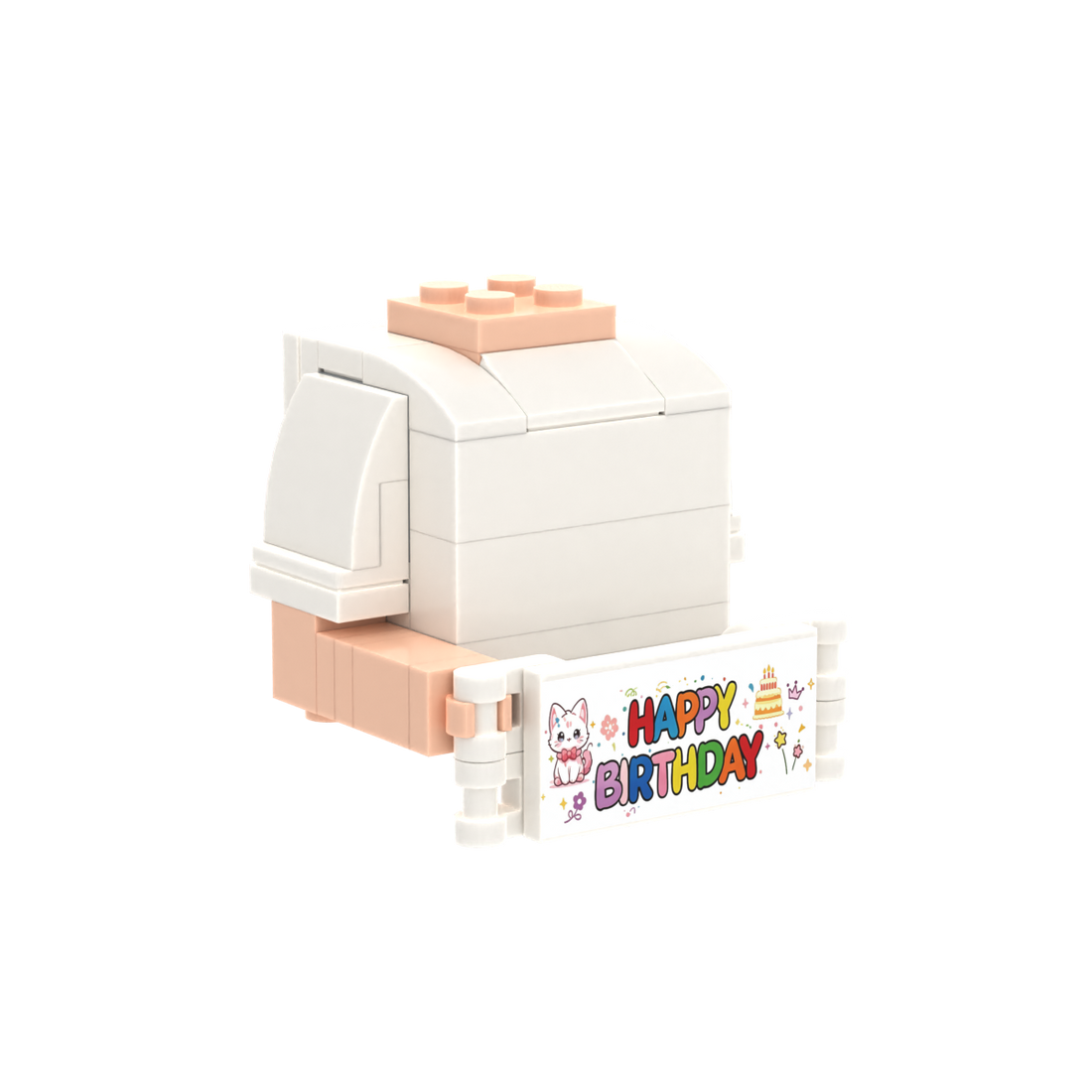 Birthday Banner brick figure accessory, left-side view