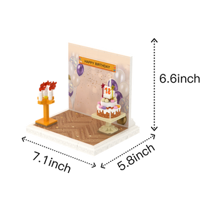 Birthday · Golden Girl brick scene, size guide