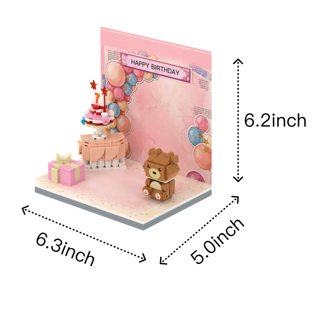 Birthday · Princess brick scene, size guide