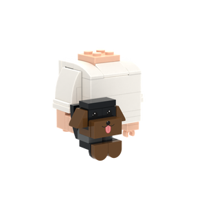 Black-Brown Tongue-out Dog brick figure accessory, left-side view