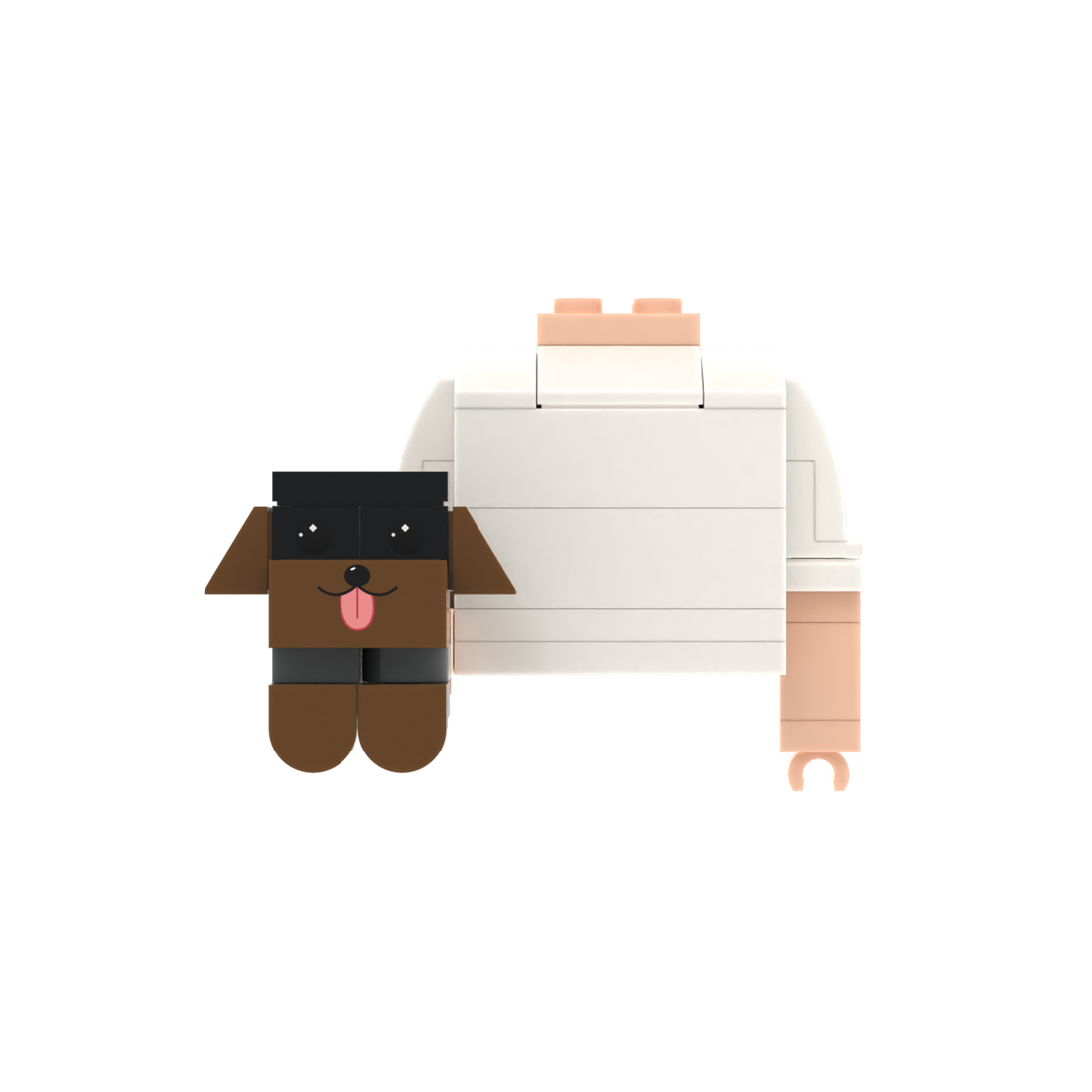 Black-Brown Tongue-out Dog brick figure accessory, main product view