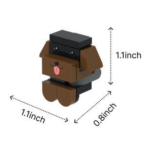 Black-Brown Tongue-out Dog brick figure accessory, size guide