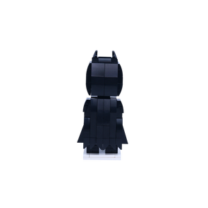 Black-Caped Night Vigilante custom brick figure, back view