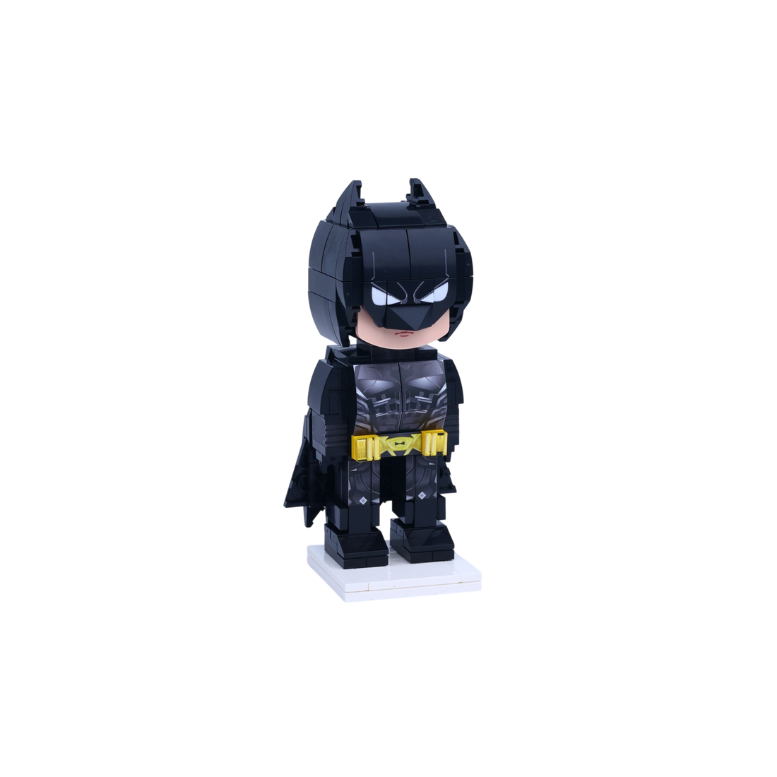 Black-Caped Night Vigilante custom brick figure, left-side view