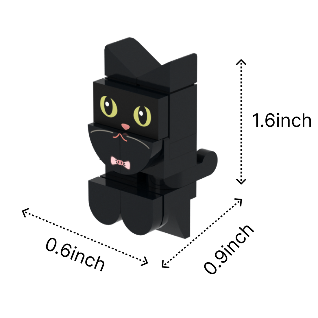 Black Cat brick figure accessory, size guide