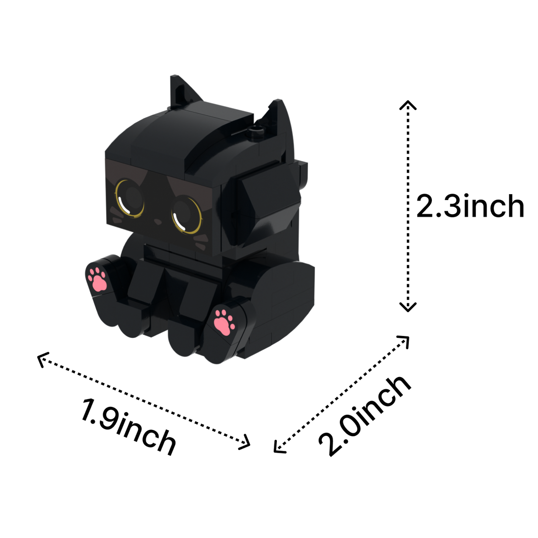 Black Cat cat brick figure, size guide