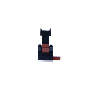Black Doberman dog brick figure, back view