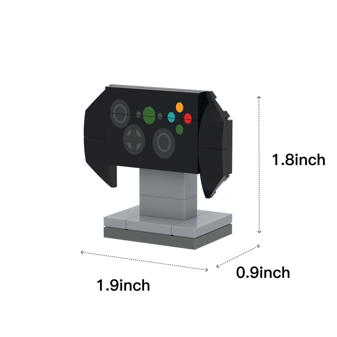 Black Game Controller brick scene accessory, size guide