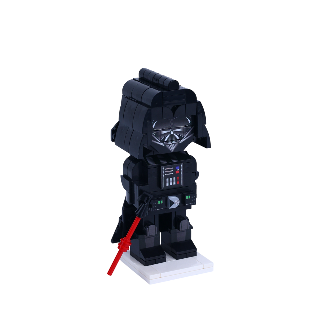 Black-Helmet Space Villain custom brick figure, left-side view