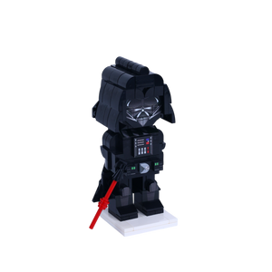 Black-Helmet Space Villain custom brick figure, left-side view
