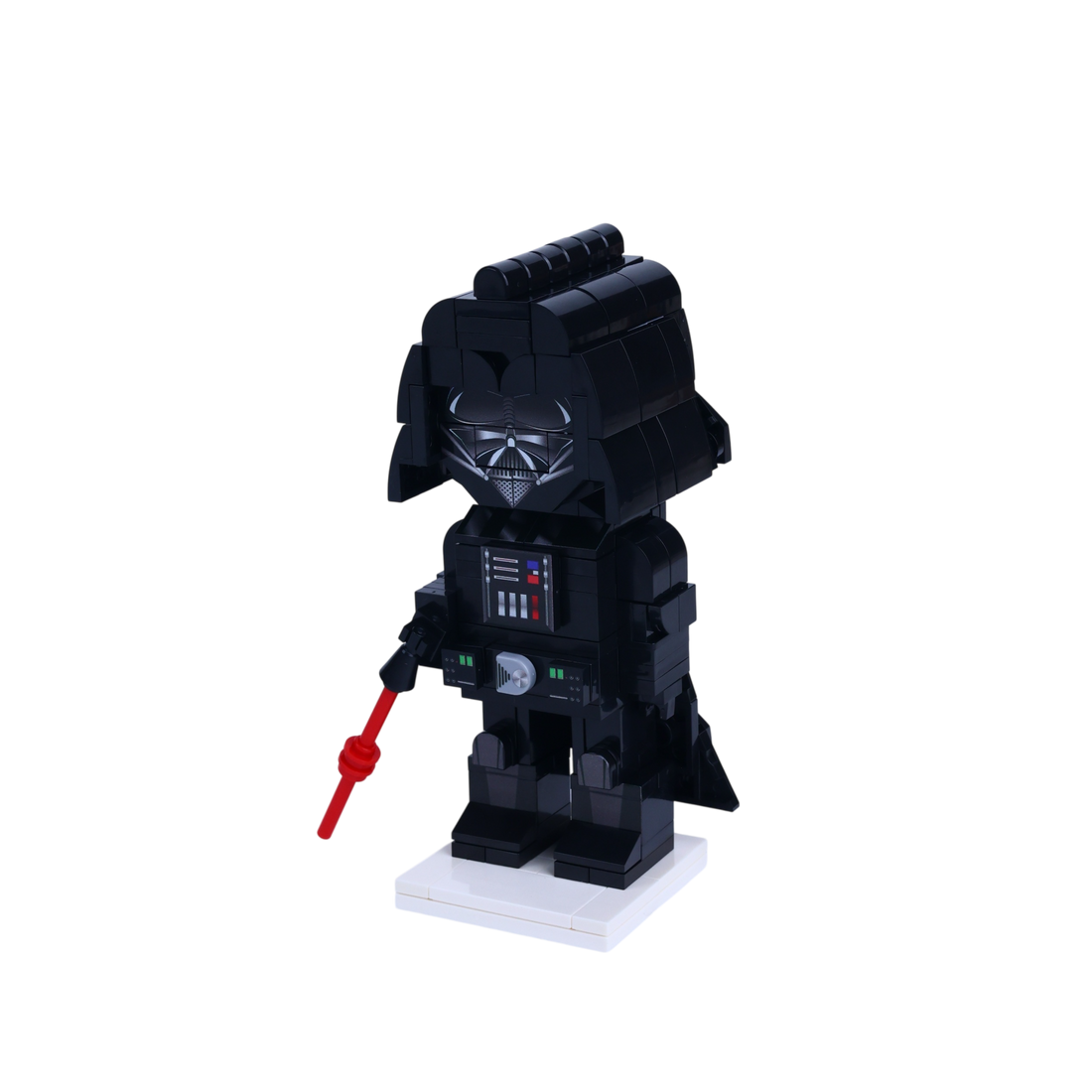 Black-Helmet Space Villain custom brick figure, right-side view
