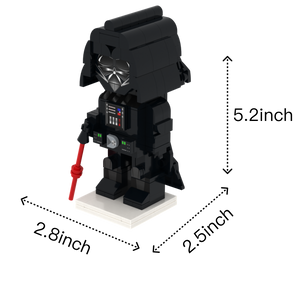 Black-Helmet Space Villain custom brick figure, size guide
