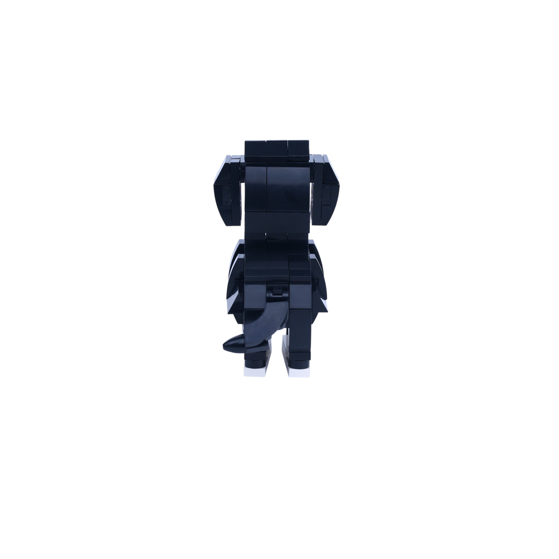 Black Labrador dog brick figure, back view