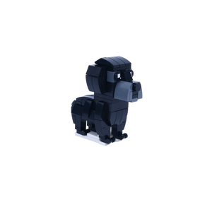 Black Labrador dog brick figure, left-side view