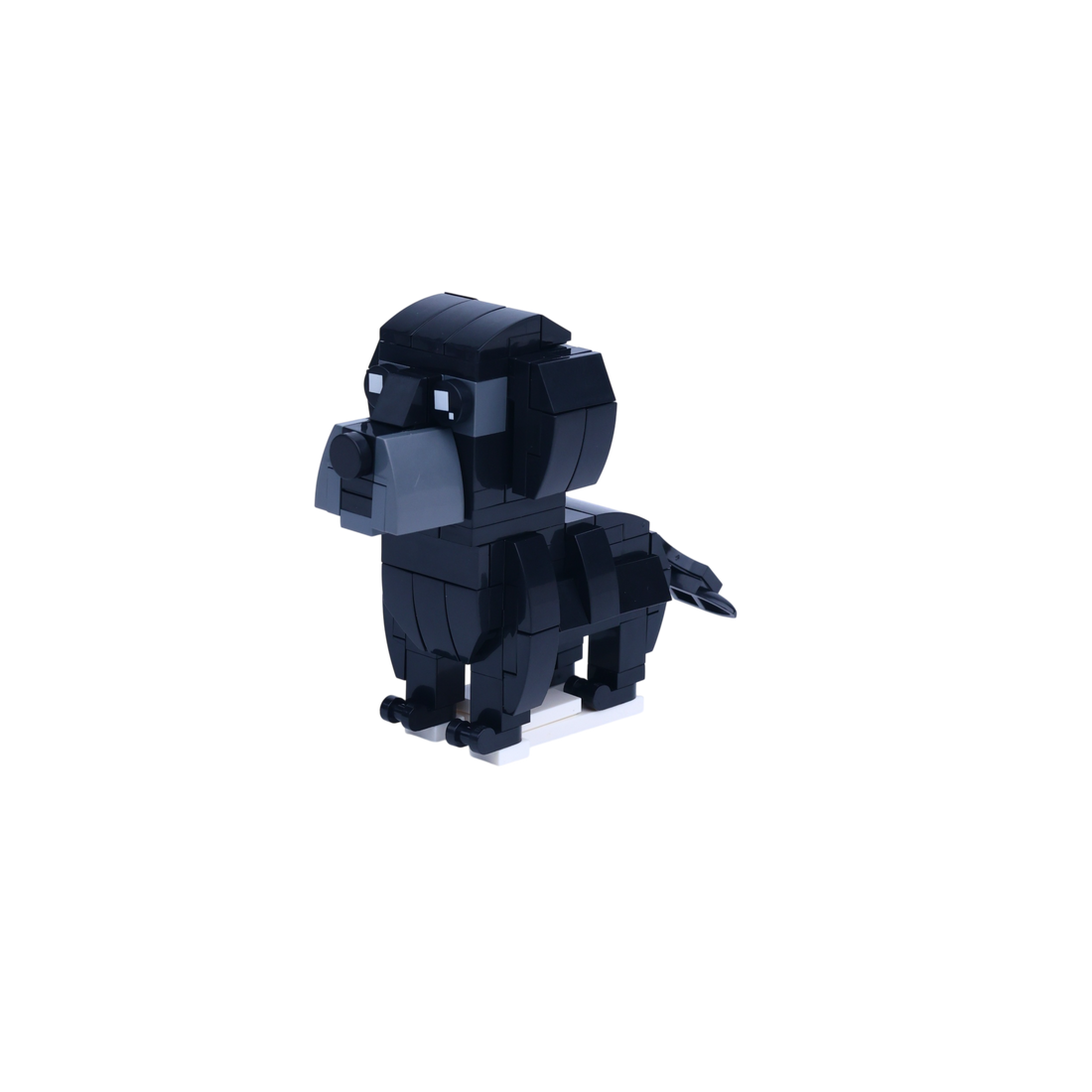 Black Labrador dog brick figure, right-side view