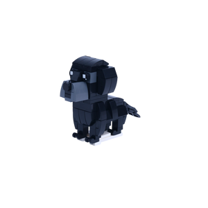 Black Labrador dog brick figure, right-side view