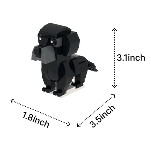 Black Labrador dog brick figure, size guide