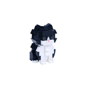 Black White Cat cat brick figure, left-side view