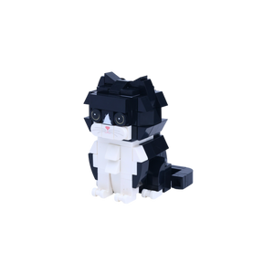 Black White Cat cat brick figure, right-side view