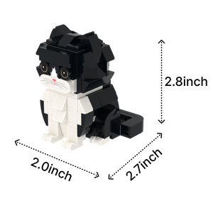 Black White Cat cat brick figure, size guide